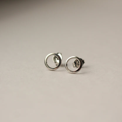 Rhodium Plated Second Ear Piercing Circle Earrings