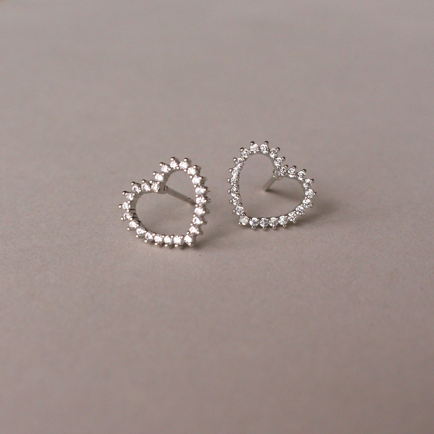 Thin Studded Heart Earrings