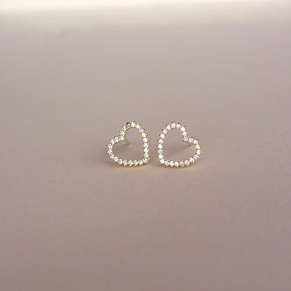 Thin Studded Heart Earrings